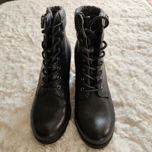 MIA Black Lace-Up Ankle Booties